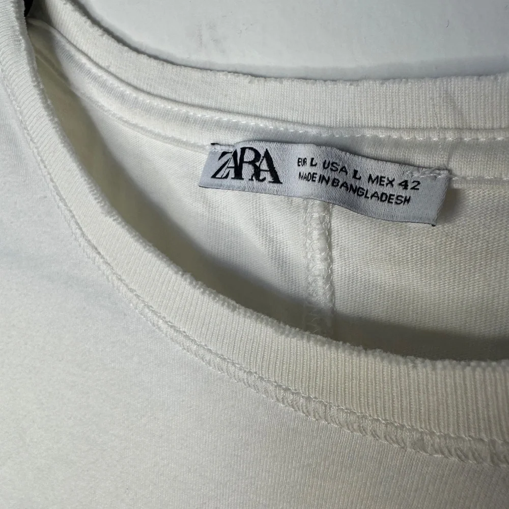 ZARA 100% cotton long white t-shirt size L - Picture 5 of 8